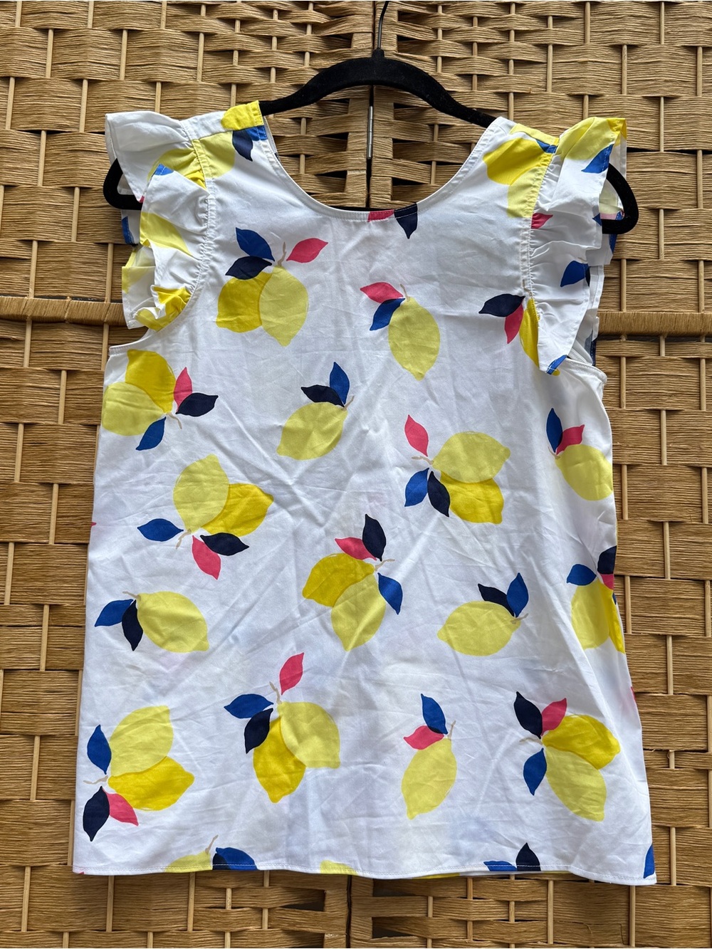 Kate Spade White Lemon Print Ruffle Sleeve Tank Top Women’s XS